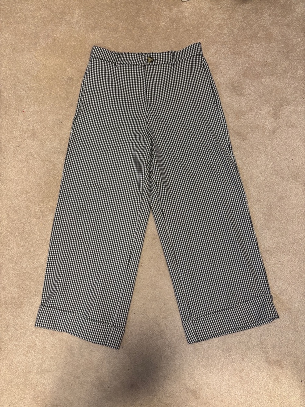 Zara Black & White Gingham Wide-Leg Pants